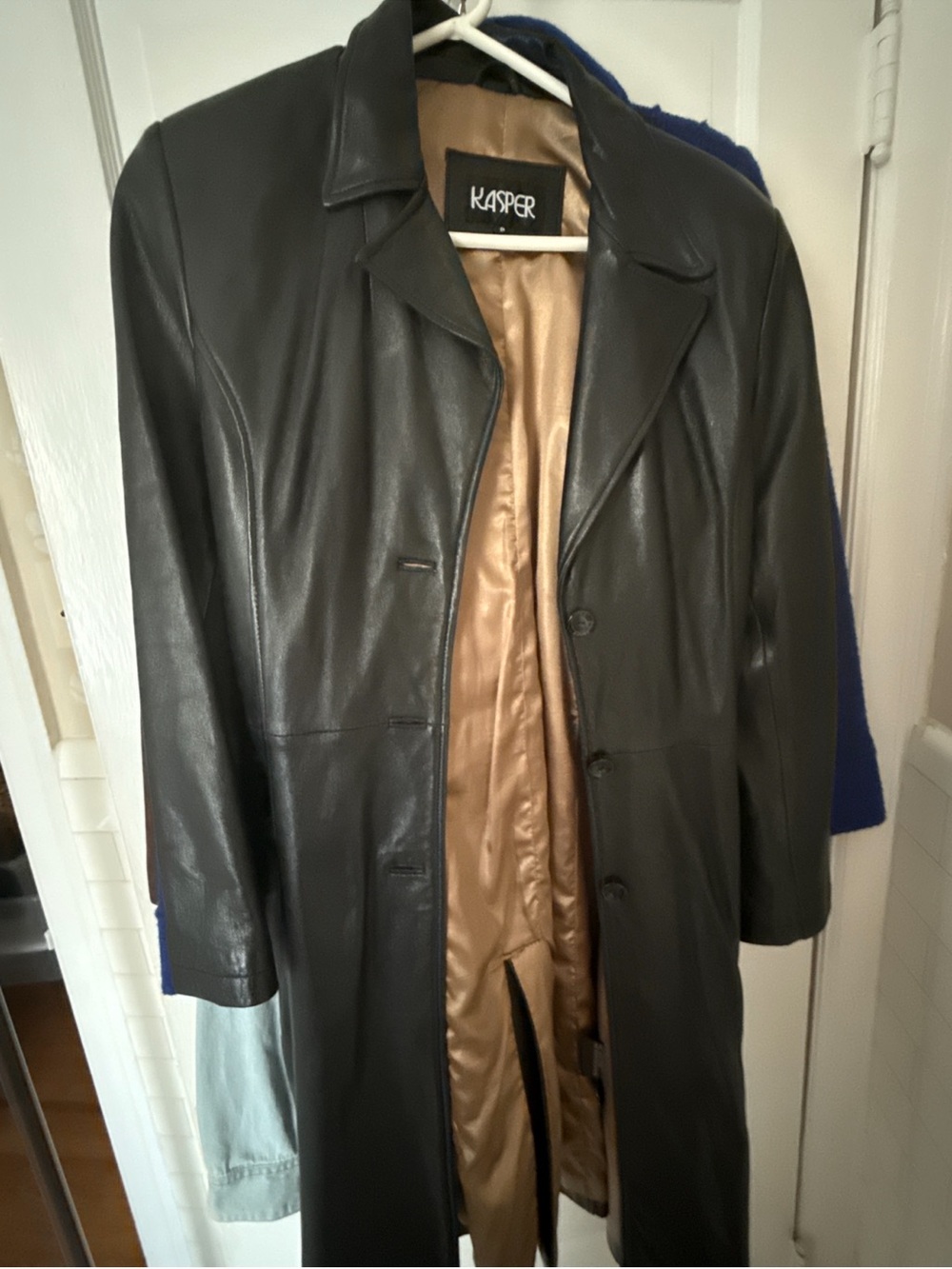 Kasper Women's Black Leather Long Coat